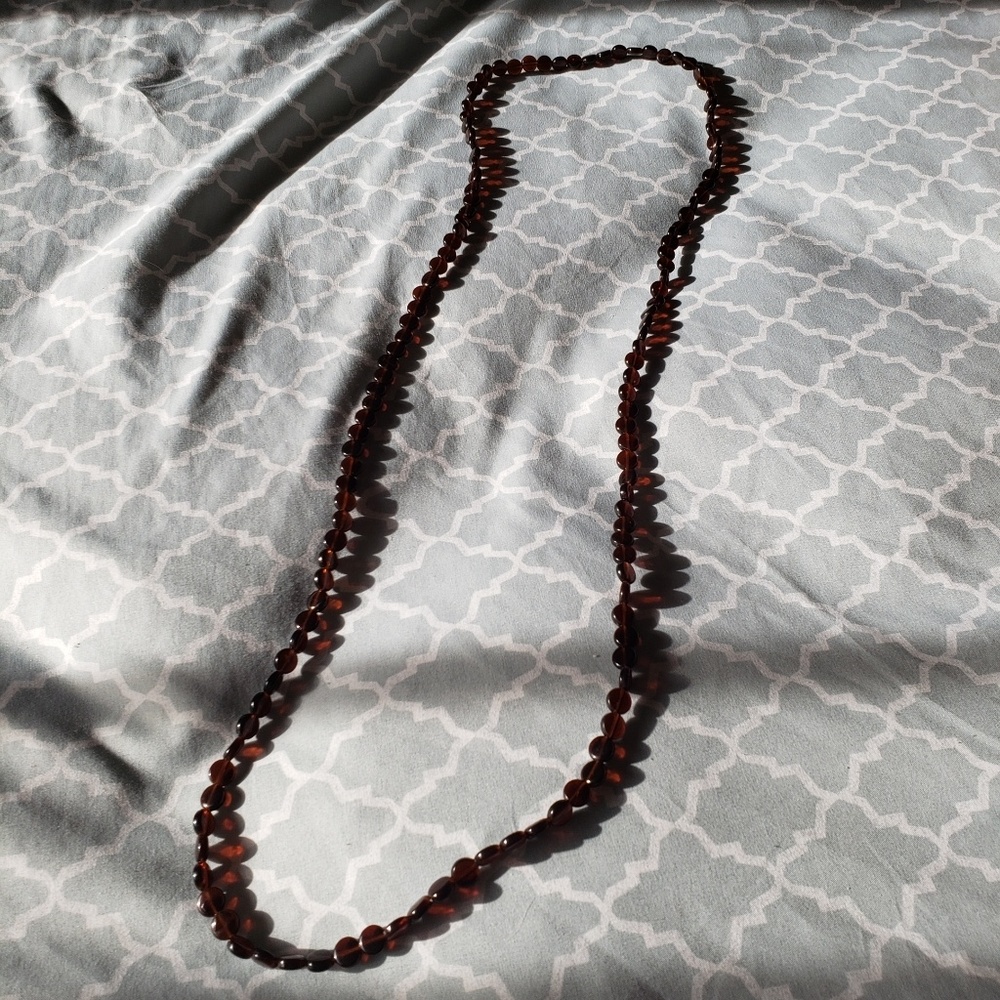 Long brown glass necklace